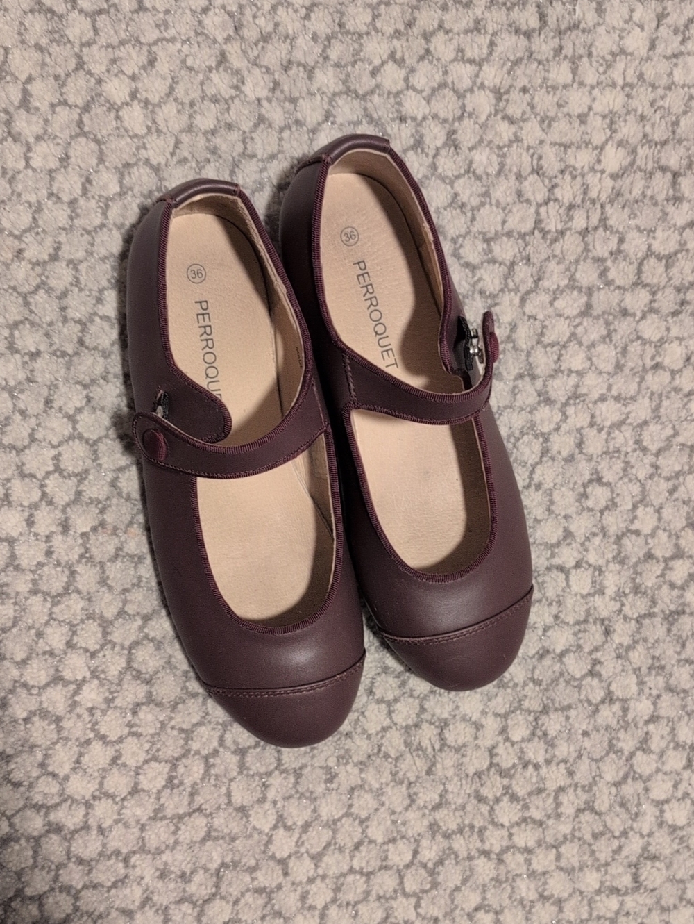 Girls' Mary Jane Leather Shoes in Burgundy